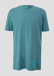 s.Oliver Kurzarmshirt T-Shirt mit Logo-Patch Türkis/Grün/Blau