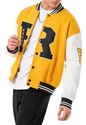 RedBridge Collegejacke Herren Sweatjacke Mustard/Ecru