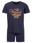 Henry Terre Schlafanzug Pyjama Set Shorty Dunkelblau