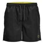 JACK & JONES Badeshorts Fiji Schwarz/Dunkelgrün/Gelb