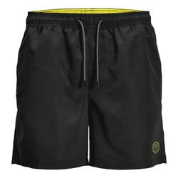 JACK & JONES Badeshorts Fiji Schwarz/Dunkelgrün/Gelb