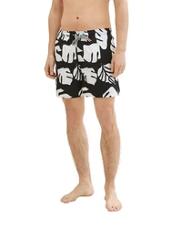 TOM TAILOR Denim Badeshorts mit Eingrifftaschen Creme/Schwarz/Dunkelblau/Beige