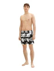 TOM TAILOR Denim Badeshorts mit Eingrifftaschen Creme/Schwarz/Dunkelblau/Beige