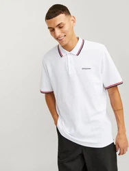 Jack & Jones Poloshirt JJCAMPA POLO SS Weiß/Rot/Creme/Dunkelrot