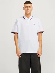 Jack & Jones Poloshirt JJCAMPA POLO SS Weiß/Rot/Creme/Dunkelrot