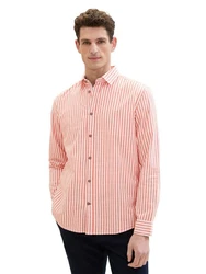 TOM TAILOR Langarmhemd mit Streifen Rosa/Rot/Orange