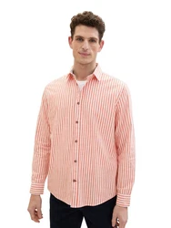 TOM TAILOR Langarmhemd mit Streifen Rosa/Rot/Orange