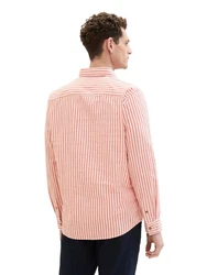 TOM TAILOR Langarmhemd mit Streifen Rosa/Rot/Orange