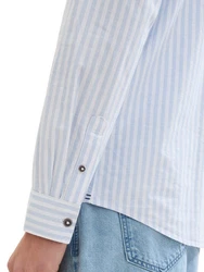 TOM TAILOR Langarmhemd mit Streifen Hellblau/Weiß/Grau/Blau