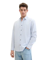 TOM TAILOR Langarmhemd mit Streifen Hellblau/Weiß/Grau/Blau