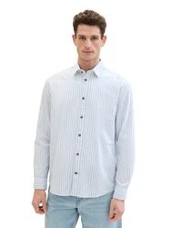 TOM TAILOR Langarmhemd mit Streifen Hellblau/Weiß/Grau/Blau