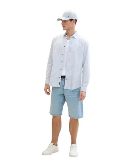 TOM TAILOR Langarmhemd mit Streifen Hellblau/Weiß/Grau/Blau