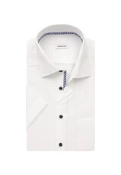 seidensticker Businesshemd Regular Kurzarm Kentkragen Uni Creme/Weiß/Braun