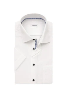 seidensticker Businesshemd Regular Kurzarm Kentkragen Uni Creme/Weiß/Braun