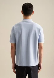 seidensticker T-Shirt Regular Kurzarm Kragen Hellblau/Blau/Grau