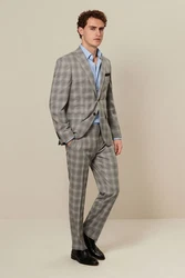 Next Strukturierter Anzug im Tailored Fit (Hose) Grau/Beige