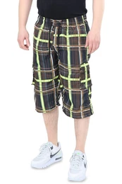 Cargobermudas QL05 3/4 Capri mit Multitaschen, kurze karierte Funktionshose Outdoorhose