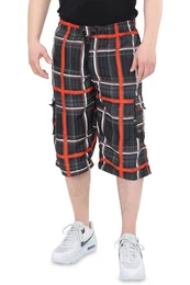 Cargobermudas QL05 3/4 Capri mit Multitaschen, kurze karierte Funktionshose Outdoorhose