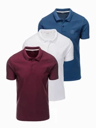 OMBRE Poloshirt Herren Pique Strick Bordeaux/Dunkelrot/Blau/Mischfarben