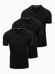 OMBRE Poloshirt Herren Pique Strick Schwarz/Dunkelblau/Grau