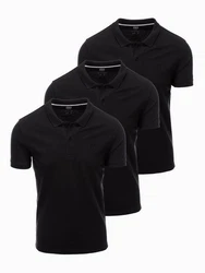 OMBRE Poloshirt Herren Pique Strick Schwarz/Dunkelblau/Grau
