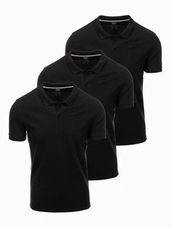 OMBRE Poloshirt Herren Pique Strick Schwarz/Dunkelblau/Grau OMBRE Poloshirt Herren Pique Strick Schwarz/Dunkelblau/Grau