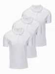 OMBRE Poloshirt Herren Pique Strick Weiß/Dunkelblau/Grau