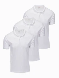 OMBRE Poloshirt Herren Pique Strick Weiß/Dunkelblau/Grau