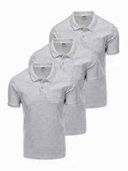 OMBRE Poloshirt Herren Pique Strick Grau/Hellgrau