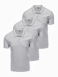OMBRE Poloshirt Herren Pique Strick Grau/Hellgrau
