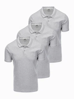 OMBRE Poloshirt Herren Pique Strick Grau/Hellgrau OMBRE Poloshirt Herren Pique Strick Grau/Hellgrau