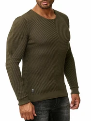 RedBridge Strickpullover Rundhals Dunkelgrün/Khaki