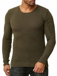 RedBridge Strickpullover Rundhals Dunkelgrün/Khaki