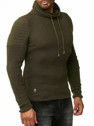 Red Bridge Herren Strickpullover Rollkragen Pullover Shoulder Lines Dunkelgrün/Khaki