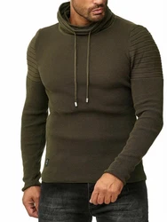 Red Bridge Herren Strickpullover Rollkragen Pullover Shoulder Lines Dunkelgrün/Khaki