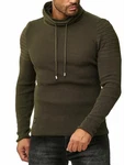 Red Bridge Herren Strickpullover Rollkragen Pullover Shoulder Lines Dunkelgrün/Khaki