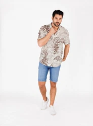 Key Largo Kurzarmhemd MSH RESORT  Beige/Braun/Khaki