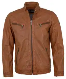 Lederjacke Ronai-3 - Herren Lederjacke Lammnappa cognac