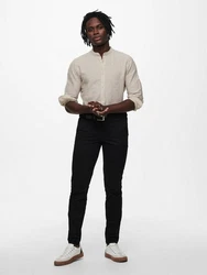 ONLY & SONS Langarmhemd Caiden Weiß/Khaki/Beige/Braun/Grau