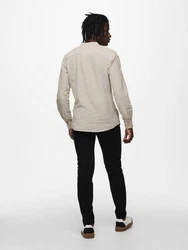 ONLY & SONS Langarmhemd Caiden Weiß/Khaki/Beige/Braun/Grau