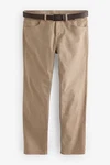 Next Straight-Jeans Straight Fit Jeans mit Gürtel Khaki/Braun/Beige