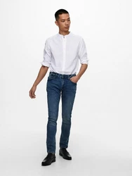 ONLY & SONS Langarmhemd Caiden Grau/Weiß/Hellgrau