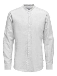 ONLY & SONS Langarmhemd Caiden Grau/Weiß/Hellgrau