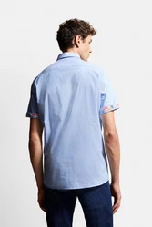 bugatti Kurzarmhemd mit Button-Down-Kragen Hellblau/Blau