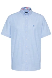 bugatti Kurzarmhemd mit Button-Down-Kragen Hellblau/Blau