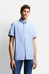 bugatti Kurzarmhemd mit Button-Down-Kragen Hellblau/Blau