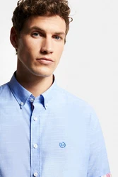 bugatti Kurzarmhemd mit Button-Down-Kragen Hellblau/Blau