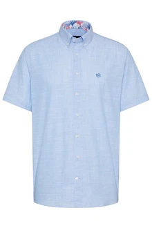 bugatti Kurzarmhemd mit Button-Down-Kragen Hellblau/Blau
