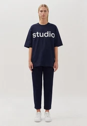 studio seidensticker T-Shirt Studio Rundhals Dunkelblau/Rot/Hellblau