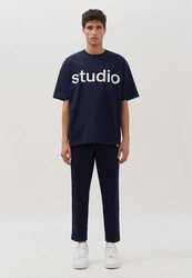 studio seidensticker T-Shirt Studio Rundhals Dunkelblau/Rot/Hellblau